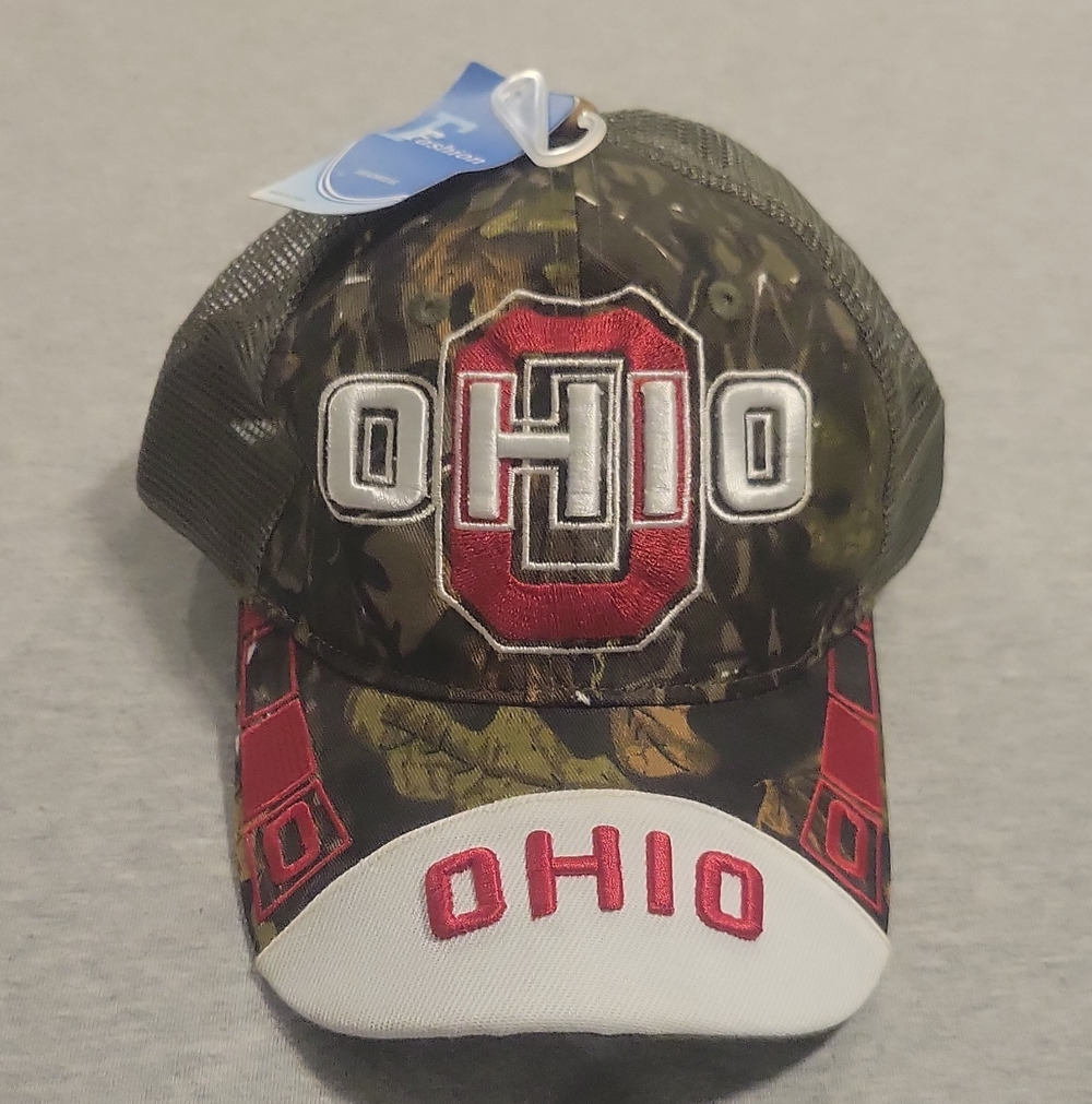 Fashion Ohio State Buckeyes Camo Mesh Snapback Cap - One Size, Green Red